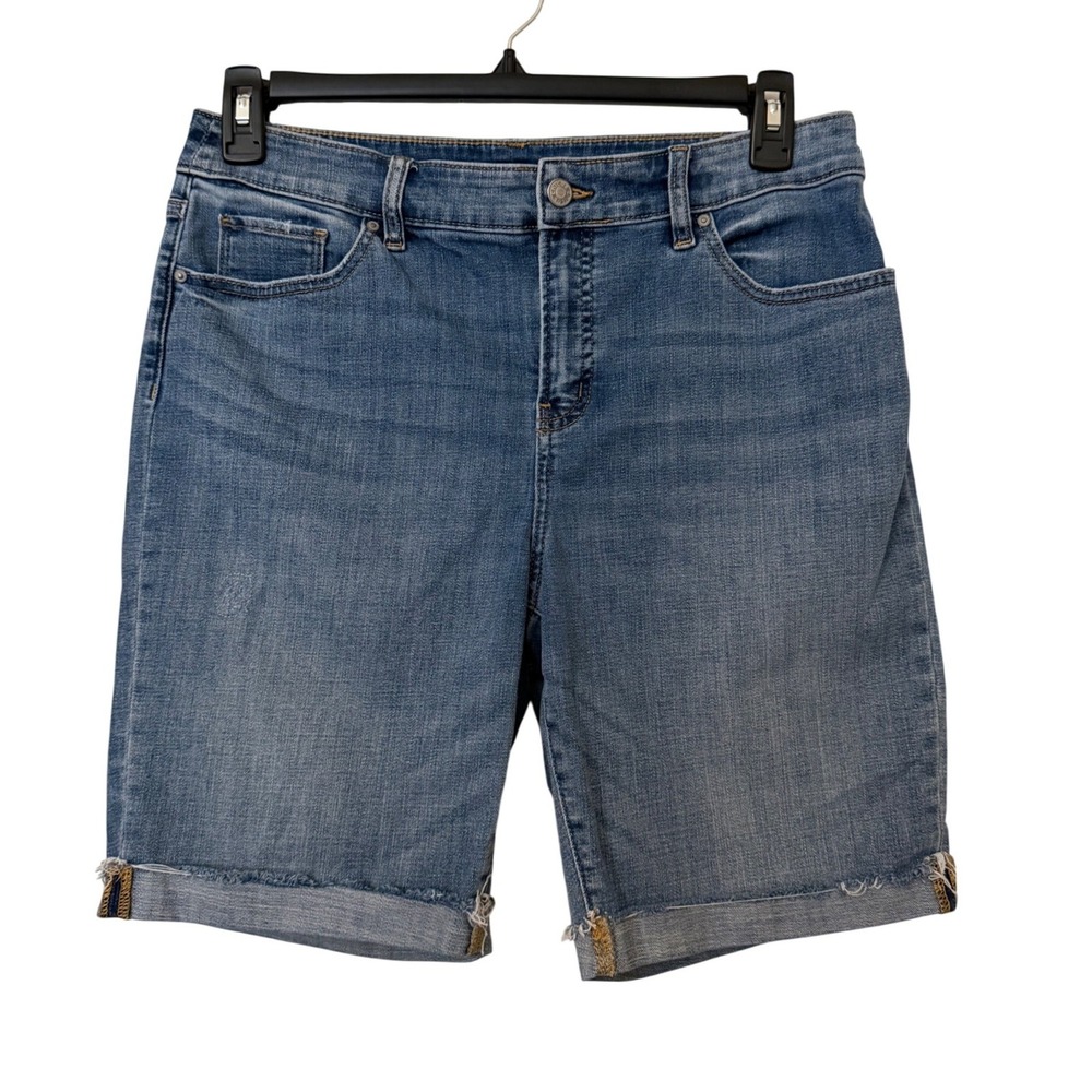 Chico's So Slimming Girlfriend Short Medium Wash Blue Denim Size 1.5 US 10